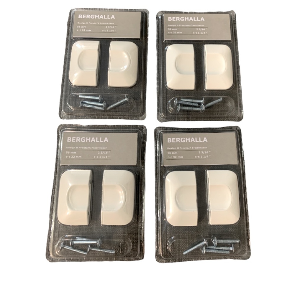 IKEA Berghalla Handles White 2 Pack New (Lot of 4) 56mm 2 3/16 Furniture Door